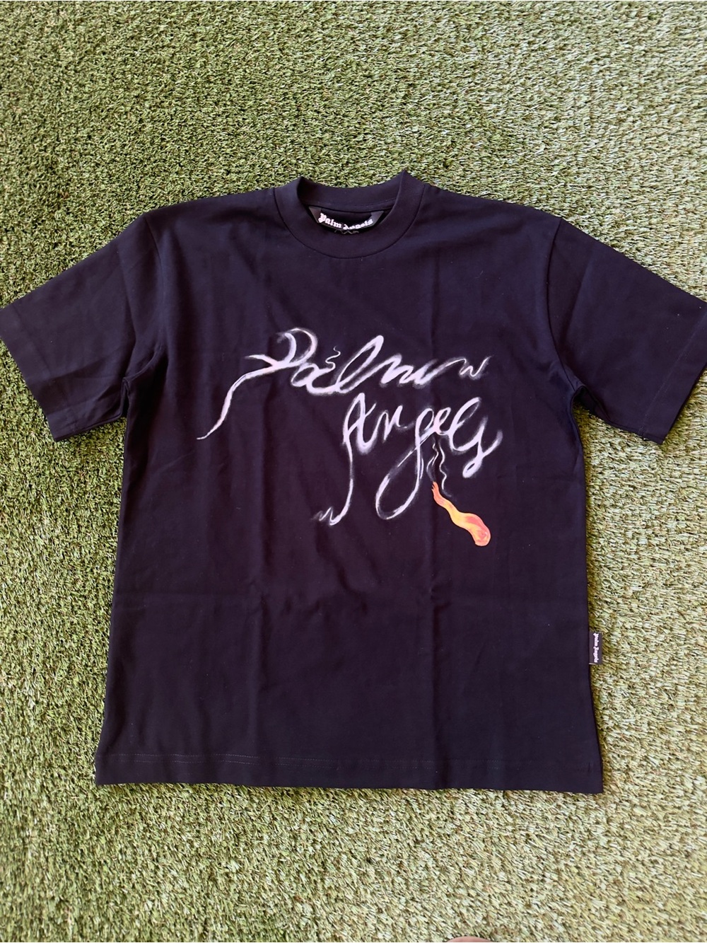 Palm Angels Smoke Script Logo Tee Black FW24 Size Small PMAA072R24JER0021001